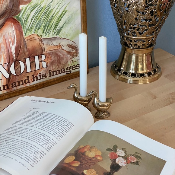 Pair of Vintage Brass Duck Candlestick Holders